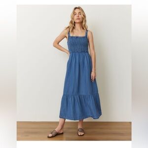 NWT Marine Layer Denim Blue Selene Maxi Dress Sz L $148